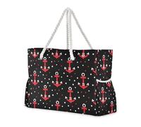 Polka Dot Red Ocean Sandproof Carry On Tote with side pocketes Bag For Work for beach&school&work