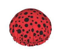 Polka Dot. Reusable Shower Cap,Double Layer Water Shower Non Wetting Hair Cap,Large Size For All Hair Lengths