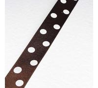 Polka Dot Ribbon Satin Grosgrain 656D, 06 15mm Brown White, 4 metres