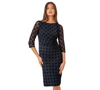 Polka Dot Ruched Stretch Dress Roman Black 16