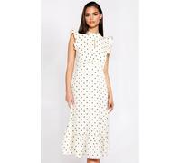 Polka Dot Satin Midaxi Dress Little Mistress Multi 12