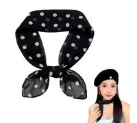 Polka Dot Scarf for Women Fashion Head Hair Scarf Headband 1950s Chiffon Scarf Vintage Neck Scarf for Women Black and White Scarf Bandana 50s Costume Outfit Accessories for Women Square Scarf 25"x25