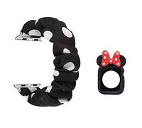 Polka Dot Scrunchie Band and TPU Case Compatible 46mm Series 10 Apple Watch, Stretchy Fabric Wristband Bracelet Strap Bowknot Bumper Cover for iWatch 46mm Series 10, Black/White