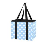 Polka Dot Sky Blue White pattern Reusable Foldable Grocery Tote Bag Heavy Duty Shopping Storage Bag with Reinforced Handles for Shopping Car Trunk