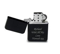 Polka Dot Sky Personalised Custom Matt Star Lighter - Free Laser Engraved Customised Pocket Lighter with Black Velvet Pouch (Black)