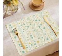 Polka Dot Stripes Placemats For Linen Table Mat Set Of 2 Simple Geometric Placemats Holiday Sage Green Cloth Mats For Kitchen Dining Table Decor Washable Tablemats 18X12In