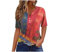 Polka Dot Summer Tunic Tops for Women UK 2024 Casual Short Sleeve Shirts Dressy Summer Tops for Women Sexy V Neck Button Down Henley Blouses Workout Ladies Tops Cotton Tshirts Graphic Tees Womens Top