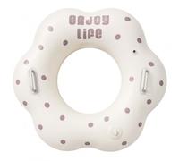 Polka Dot Swim Ring With Double Handles, Inflatable Flower Shape Pool Tube