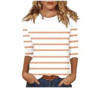 Polka Dot Top Womens 3/4 Sleeve Round Neck T Shirt UK Spring Basic Loose Tops Summer Casual Tee Shirt Ladies Elegant Blouses Vacation Beach Holiday Going Out Tops