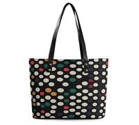 Polka Dot Tote Bag Large Soft Leather Purse with Zipper Lightweight Ladies Shoulder Handbag