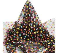 Polka Dot Tulle Ribbon Black - 50cm X 1.5M Rainbow Spotted Mesh Polyester Fabric Tulle Rolls for DIY Craft Colored Dots Tutu Skirts Dress Birthday Wedding Baby Shower Decoration (8 feet)