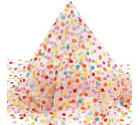 Polka Dot Tulle Ribbon White - 50CMx1.5M Rainbow Spotted Mesh Polyester Fabric Tulle Rolls for DIY Craft Colored Dots Tutu Skirts Dress Birthday Wedding Baby Shower Decoration (8 feet)