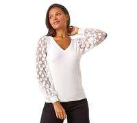 Polka Dot V-Neck Sleeve Knit Jumper Roman Ivory 18