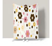 Polka Dot Wildflowers Print Blanket, Bohemian Floral Soft Flannel Lightweight, Cream Fleece Throw For Living Room Sofa Couch Bed Decor, Gifts For Women Girls All Seasons, 30"X40"