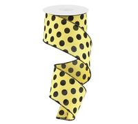 Polka Dot Wired Edge Ribbon - 2.5" x10 Yards (Yellow, Black)