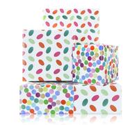 Polka Dot Wrapping Paper, 4 Sheets 50x70cm Reversible Colorful Round Dots on One Side & Oval Dots on the Reverse, Fun Gift Wrap for Party, Birthday, Celebration Presents