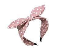 Polka Dots Bow Headband for Women Hair Accessories Lovely Rabbit Ear Knotted Hairband Not Slip Adults Hair Band(Pink)