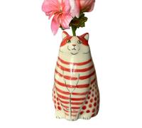 Polka Dots Cat Flower Vase Decor | Resin Unique Dotted Cat Vase | Dot Pattern Resin Cat Vase | Cat Vase For Home Bookshelf Table Shelf Decor | Tiny Animal Vases For Cat Lovers