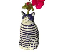 Polka Dots Cat Shape Flower Vase | Dot Pattern Resin Cat Vase | Resin Handmade Tiny Cat Vases | Tiny Animal Vases For Cat Lovers | Bookshelf Decor Vase | Cat Vase For Home Bookshelf Table Shelf Decor