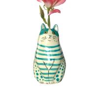 Polka Dots Cat Shape Flower Vase | Dot Pattern Resin Cat Vase | Resin Handmade Tiny Cat Vases | Tiny Animal Vases For Cat Lovers | Bookshelf Decor Vase | Cat Vase For Home Bookshelf Table Shelf Decor