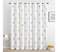 Polka Dots Colorful Curtain for Living Room, Geometric Circle Blackout Curtains for Bedroom, Dots Kids Window Treatment Room Darkening Eyelet Drapes 66 x 72 Inch 2 Panels Wc705