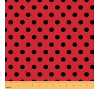 Polka Dots Craft Fabric No Stretch,Vintage Polka Dot Minimalist Soft Flannel Polyester,Geometric Aesthetic Ideal for Quilting,Crafts & Handmade Artwork,Red Black 2 Yard Bolt,72" L x 59" W
