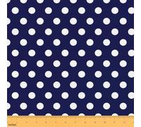 Polka Dots Craft Fabric No Stretch,Vintage Simple Art Soft Flannel Polyester,Abstract Polka Dot Minimalist Washable Material for Handmade Supplies,Navy Blue White 1 Yard Pre-Cut,36" L x 59" W