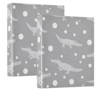 Polka Dots Crocodiles Gray 1.5" Notebook Binders 3 Ringed with Clipboard Pack of 1/2 Office Binder Supplies 200 Sheets