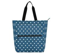 Polka Dots Dark Blue Mid Century Modern Books Totes Book Bag for Kids Students Adults Waterproof Teacher Tote Bags Shoulder Bag with Zipper for School Shopping Grocery Rainbow