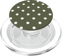 Polka Dots Dark Olive Green White, Women Girls Polka-Dot PopSockets PopGrip for MagSafe