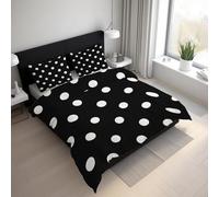 Polka Dots Double Size Duvet Cover Sets - 3 Pcs Minimalist Style Bedding Set Reversible Soft Microfibre Quilt Covers & 2 Pillowcases with Zipper Closure