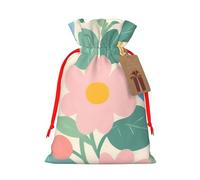Polka Dots Flowers Gift Bag with Handles and tag, Perfect for Christmas, Birthday, Wedding or Daily Gift - (M)