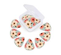 Polka Dots Flowers Print Guitar Picks 12 Pack With Organizer Storage Box 0.46 0.71 0.96mm Guitar Plectrums Guitars Accessories For Bass Electric Acoustic Guitars