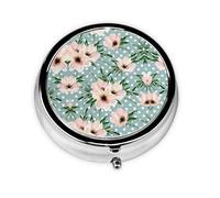 Polka Dots Flowers Print Personalised Portable Pillbox with,Mini Pillbox Compact and Convenient Pill Organiser for Storing and Organising Pills