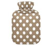 Polka Dots Khaki Hot Water Bottle with Cover for Pain Relief Hot Pack for Shoulder Pain, 1L