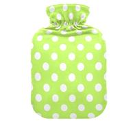 Polka Dots Lime Green Hot Water Bottle with Cover for Pain Relief Heating Bottle for Period Cramps, 2L