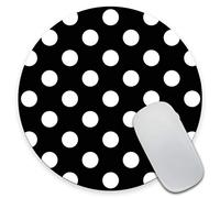 Polka Dots Mouse Pad Round Office Mouse Pad Personalized Desk Accessories Non-Slip Wrist Support Black