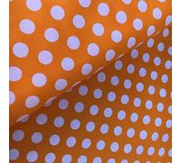 Polka Dots Orange & White 10mm 100% Cotton Fabric Material for Dressmaking, Quilts, Crafts, Patchwork Per Metre 147cm Wide
