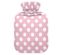 Polka Dots Pink Hot Water Bottle with Cover for Pain Relief Heating Bottle for Period Cramps, 1L