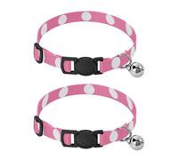 Polka Dots Pink Pet Collar 2 Pack Soft Cat Collar Adjustable Length 10.6" to 17.1"