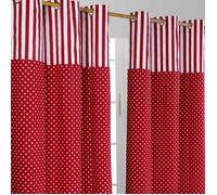 Polka Dots Ready Made Eyelet Curtain Pair Red, Pink, Blue, Multi