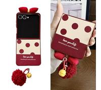 Polka Dots Red Case for Samsung Galaxy Z Flip 5 Cute Cover with Red Ball Pendant Love Your Life Printed Girly Phone Case for Girls Hard PC Shockproof Loely Cover for Samsung Galaxy Z Flip5