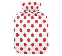 Polka Dots Red White Hot Water Bottle with Cover for Pain Relief Bed Warmer for Neck and Shoulder Pain, 1L