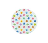 Polka Dots Round Glass Kitchen Trivet Gift - Multicoloured Spotty Housewarming Gift/Home Present - Textured Chopping/Cutting Board Worktop Protector with Non-Slip Feet 20cm x 20cm (8" x 8")