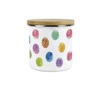 Polka Dots Storage Canister - Multicoloured Large 1.2L Enamel Kitchen/Home Container