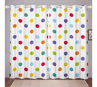 Polka Dots Window Curtain Panels Colorful Circles Blackout Drapes For Kids Adults Women Rainbow Window Drapes Multicolor Dots Curtains Bedroom Decor Grommet Top W46*L54