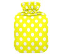Polka Dots Yellow Hot Water Bottle with Cover for Pain Relief Hot Water Bed Warmer for Headaches Back Pain, 2L