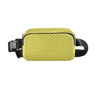 Polka Dots Yellow Mid Century Modern Fashionable Waist Pack Crossbody Bag for Women Men Small Crossbody Passport Bag with Adjustable Strap for Workout Running Hiking