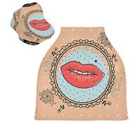 Polka Red Lips Stretchy Baby Car Seat Cover,Canopy Nursing Covers,Soft Breathable Windproof Scarf Changepad for Winter Infant Breastfeeding Boys