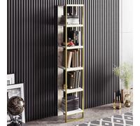 Polkana 5-Tier Industrial Stylish Bookcase Bookshelf - White